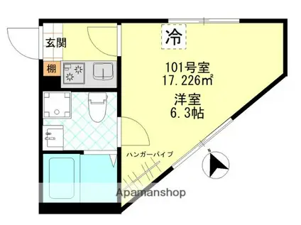 GARDENS小金井(1K/1階)の間取り写真