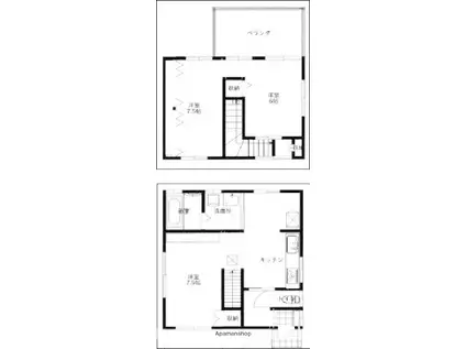 中央本線 荻窪駅 徒歩21分 2階建 築55年(3LDK)の間取り写真