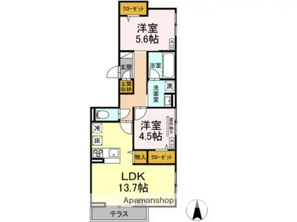 D-COMODO小金井貫井北町(2LDK/3階)の間取り写真