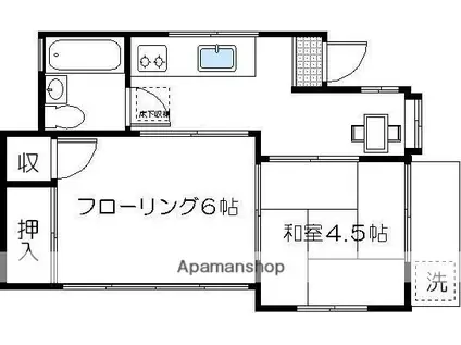 ハウスクレッセント(2DK/2階)の間取り写真