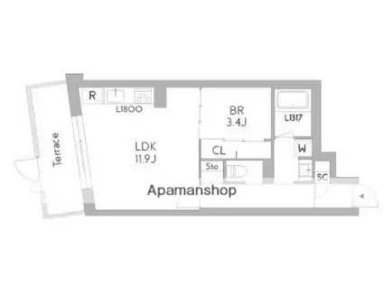 GRANDUO OGIKUBO3(1LDK/4階)の間取り写真