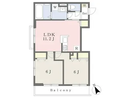 PURA VIDA武蔵野(2LDK/2階)の間取り写真