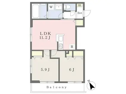 PURA VIDA武蔵野(2LDK/3階)の間取り写真