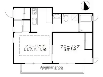 ラフィア松庵(1LDK/1階)の間取り写真