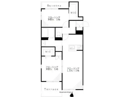 アウルコート(2LDK/1階)の間取り写真
