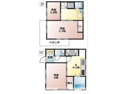 京王電鉄井の頭線 富士見ケ丘駅 徒歩5分 2階建 築37年(3K)の間取り写真