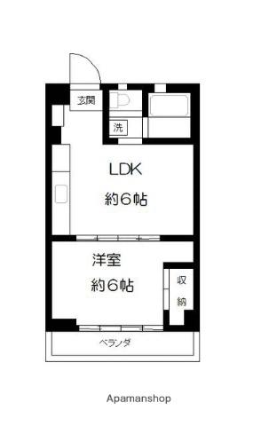 西新宿マンション(1DK/1階)の間取り写真
