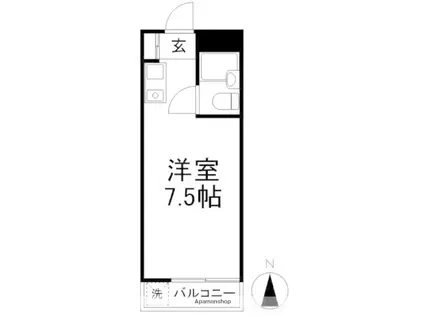 駒込K&M(ワンルーム/4階)の間取り写真