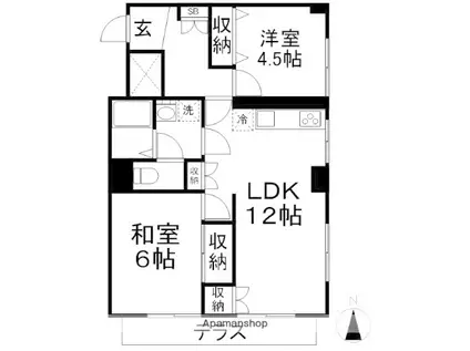 レジ東郷(2LDK/1階)の間取り写真