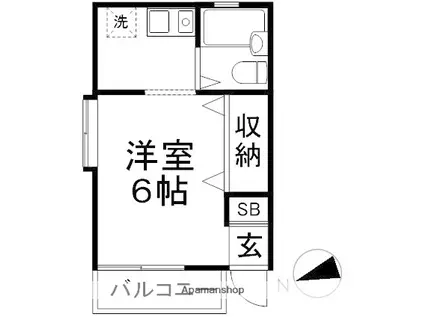 アンフィールド2(ワンルーム/2階)の間取り写真