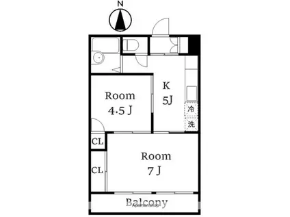 宇佐見マンション(2K/3階)の間取り写真