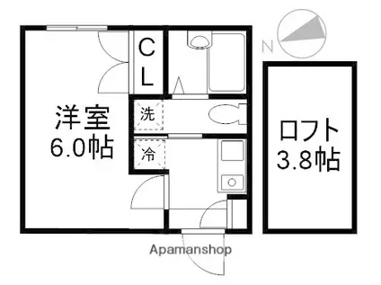ZEAL NAKANO(1K/2階)の間取り写真