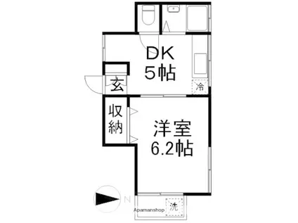 ニュープリンス(1DK/2階)の間取り写真