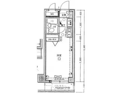 サンセール神楽坂(ワンルーム/2階)の間取り写真
