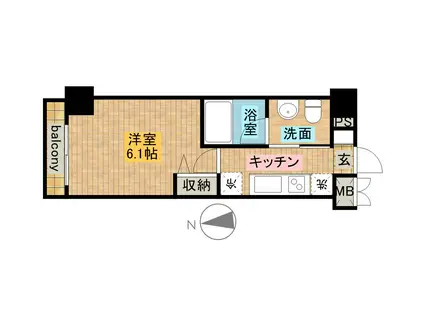 プラウドフラット新大塚(1K/4階)の間取り写真