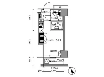 パークアクシス新板橋ウエスト(ワンルーム/7階)の間取り写真
