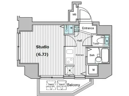 ガラ・シティ笹塚駅前(1K/6階)の間取り写真