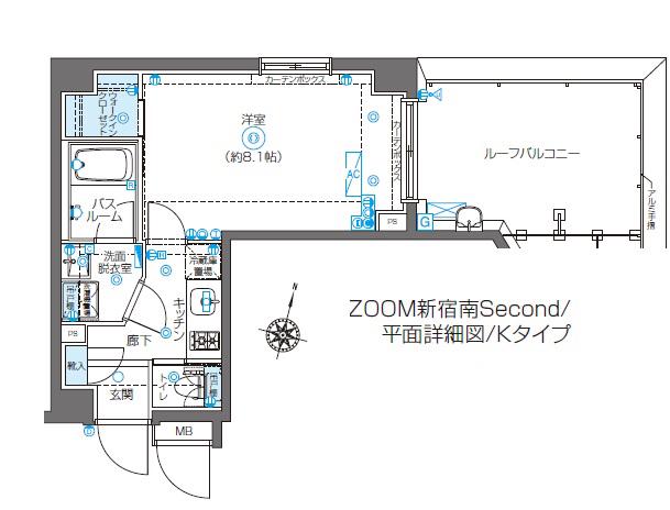ZOOM新宿南SECOND(1K/4階)の間取り写真