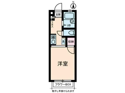 アステルハイム(ワンルーム/2階)の間取り写真