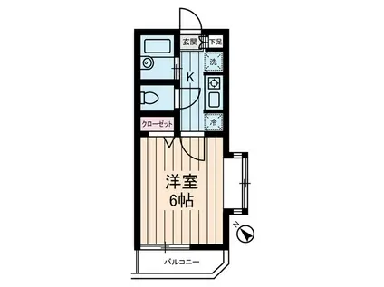 カディカワセⅢ(1K/2階)の間取り写真