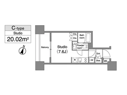 プライマル笹塚(ワンルーム/9階)の間取り写真