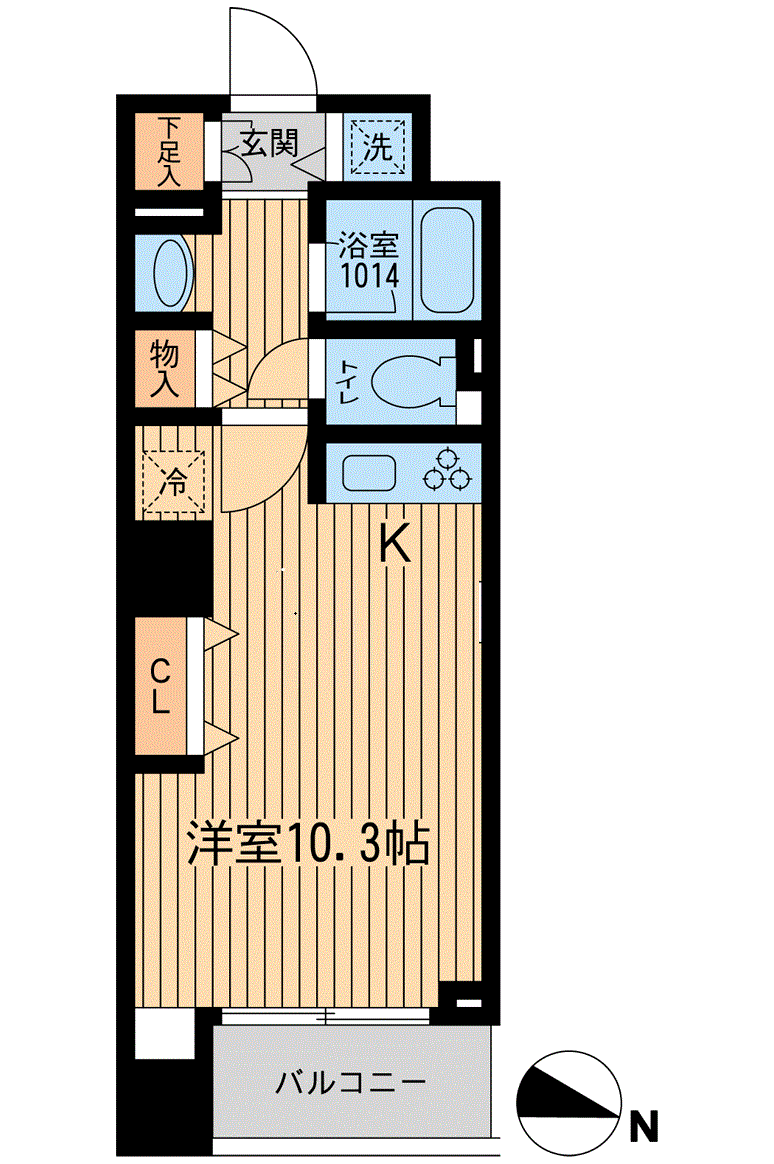 KDXレジデンス幡ヶ谷(ワンルーム/9階)の間取り写真