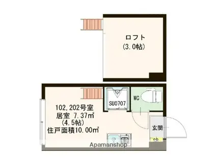 CIEL ET MARAIS(ワンルーム/1階)の間取り写真