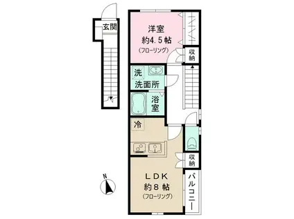 RIZ大京町(1LDK/2階)の間取り写真