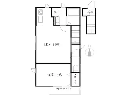 ファミール石原(1LDK/2階)の間取り写真