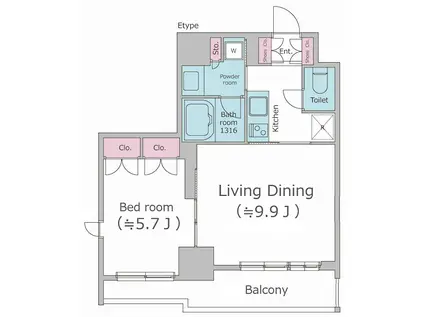 パークフラッツ渋谷代官山(1LDK/4階)の間取り写真