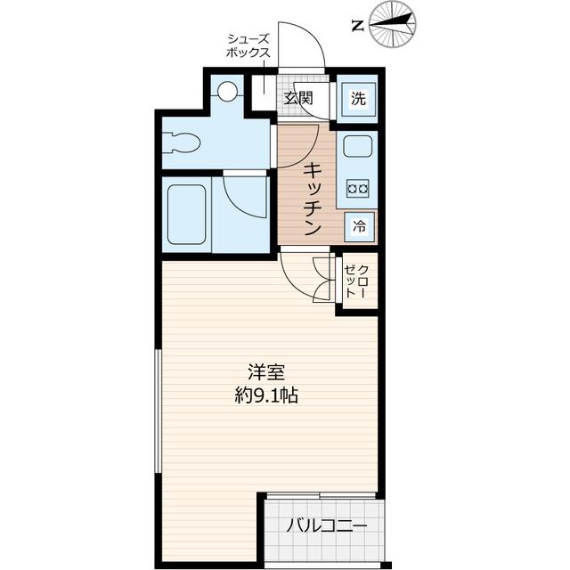 BEVERLY HOMES 赤塚公園Ⅱ(1K/3階)の間取り写真