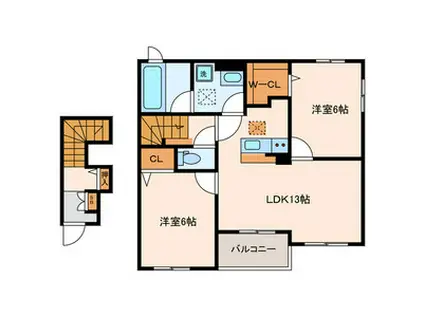 BROTE東高円寺(2LDK/2階)の間取り写真