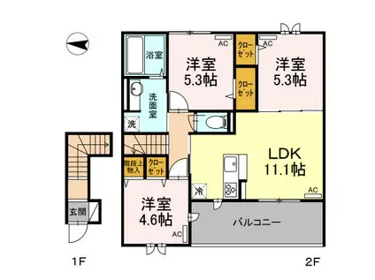 シティパル櫻(3LDK/2階)の間取り写真