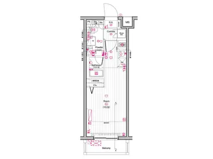 THE PREMIUM CUBE G 東中野(ワンルーム/4階)の間取り写真