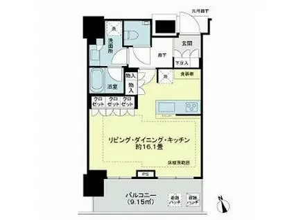 ブランズ渋谷桜丘(ワンルーム/19階)の間取り写真