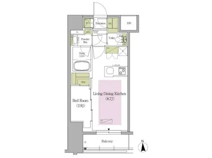 アーバネックス早稲田テラス(1LDK/8階)の間取り写真