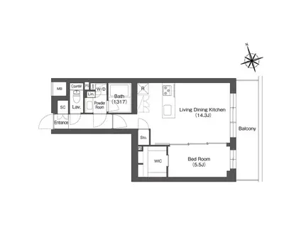 ルーウェ東大泉(1LDK/4階)の間取り写真