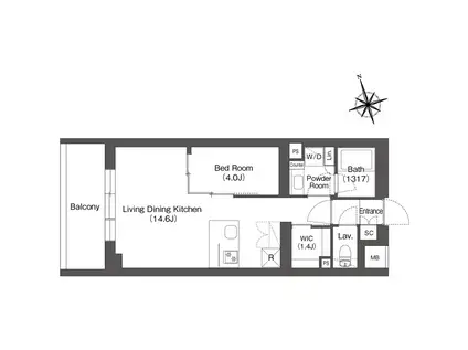ルーウェ東大泉(1LDK/4階)の間取り写真
