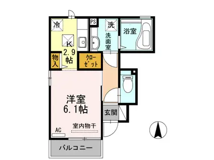 カーサ・ペリドット(1K/1階)の間取り写真