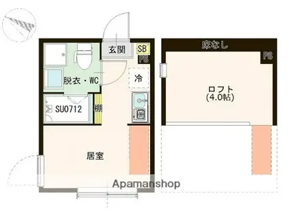 ハーモニーテラス白鷺Ⅱ(ワンルーム/1階)の間取り写真