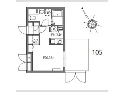 フラッフィー市谷台町(ワンルーム/1階)の間取り写真
