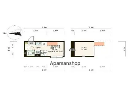 ハーモニーテラス常盤台(ワンルーム/2階)の間取り写真
