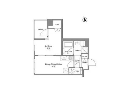 ENETIAL代官山(1DK/5階)の間取り写真