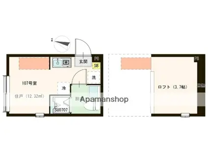 ソラニア上井草(ワンルーム/1階)の間取り写真