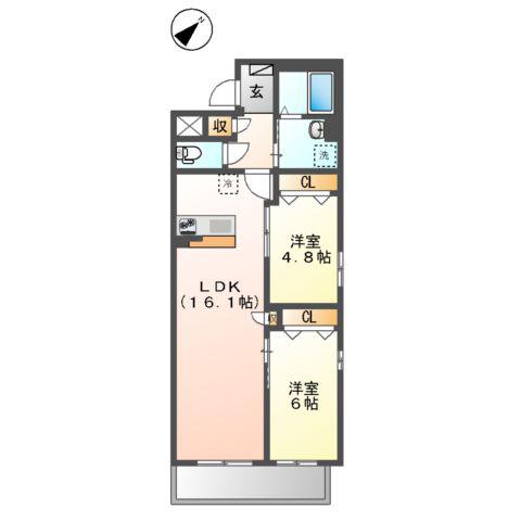ルイーネ(2LDK/4階)の間取り写真