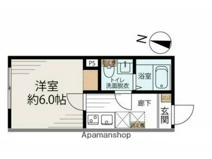 ホワイトキューブ若宮(1K/3階)の間取り写真