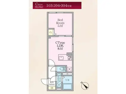 エルファーロ早稲田(1LDK/2階)の間取り写真