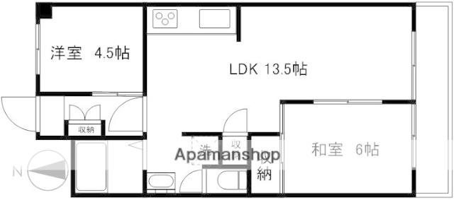 上鷺ロイヤルハイツ(2LDK/4階)の間取り写真