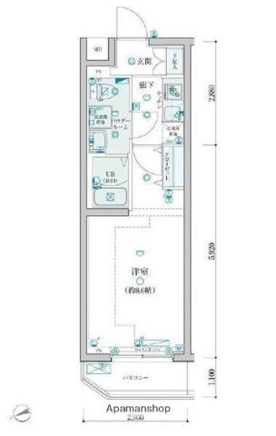 GENOVIA桜上水SKYGARDEN(1K/3階)の間取り写真
