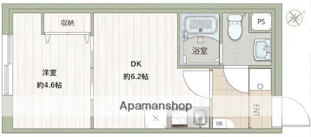 フラシア東武練馬(1DK/1階)の間取り写真
